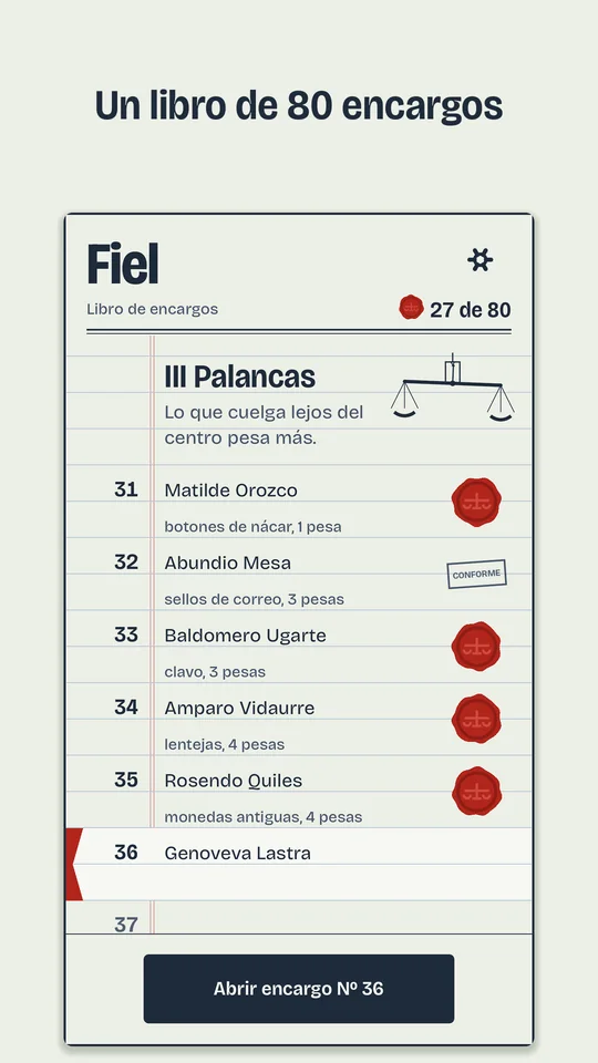 El libro de encargos abierto por el capítulo de las palancas, con sellos de lacre.