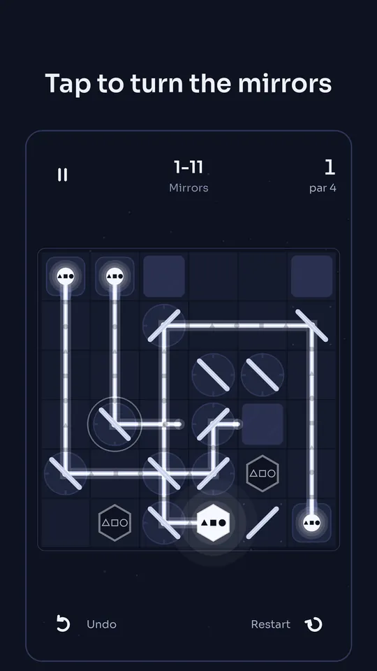 Tap to turn the mirrors: a mirror turning with its tap ripple.
